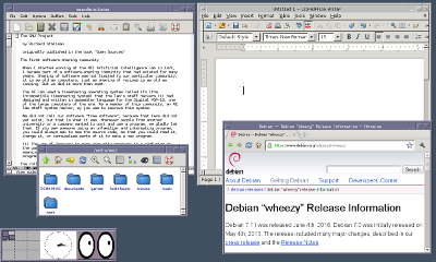 Debian FVWM2 desktop.